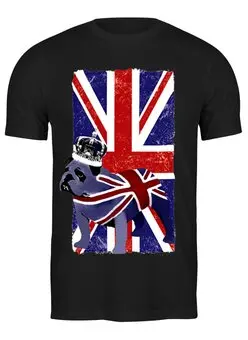 Заказать мужскую футболку в Москве. Футболка классическая UK English Bulldog & Union Jack Flag от pangeaaffair - готовые дизайны и нанесение принтов.