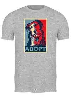 Заказать мужскую футболку в Москве. Футболка классическая «Adopt a dog!», в стиле Obey от Andy Quarry - готовые дизайны и нанесение принтов.