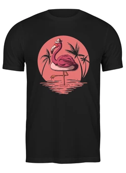Заказать мужскую футболку в Москве. Футболка классическая Розовый фламинго от printik - готовые дизайны и нанесение принтов.
