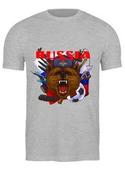 Заказать мужскую футболку в Москве. Футболка классическая Россия  от T-shirt print  - готовые дизайны и нанесение принтов.