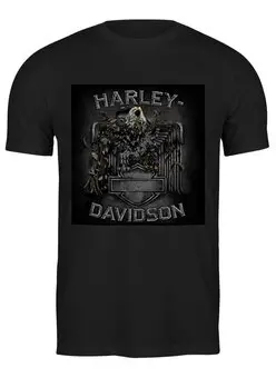 Заказать мужскую футболку в Москве. Футболка классическая Harley Davidson от Виктор Гришин - готовые дизайны и нанесение принтов.