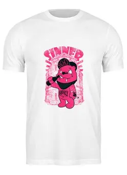 Заказать мужскую футболку в Москве. Футболка классическая Медведь бандит от denis01001 - готовые дизайны и нанесение принтов.