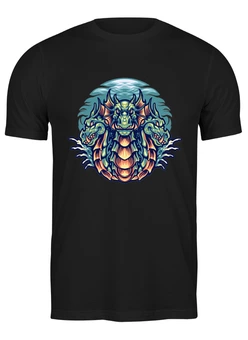 Заказать мужскую футболку в Москве. Футболка классическая Трёхголовый дракон от skynatural - готовые дизайны и нанесение принтов.