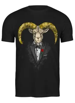 Заказать мужскую футболку в Москве. Футболка классическая The Goatfather от printik - готовые дизайны и нанесение принтов.