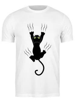 Заказать мужскую футболку в Москве. Футболка классическая Прикольный кот от Amerikanka - готовые дизайны и нанесение принтов.