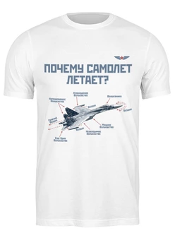Заказать мужскую футболку в Москве. Футболка классическая Почему самолет летает? от Рустам Юсупов - готовые дизайны и нанесение принтов.