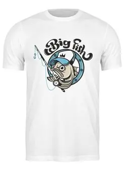 Заказать мужскую футболку в Москве. Футболка классическая Большая рыбка от T-shirt print  - готовые дизайны и нанесение принтов.