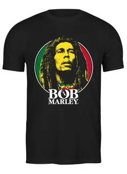 Заказать мужскую футболку в Москве. Футболка классическая Bob Marley от inPrintio - готовые дизайны и нанесение принтов.