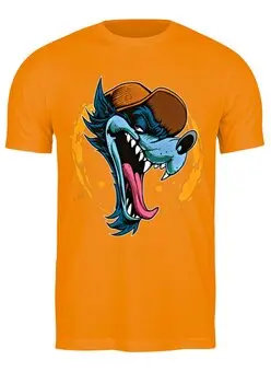 Заказать мужскую футболку в Москве. Футболка классическая Волк в кепке от T-shirt print  - готовые дизайны и нанесение принтов.