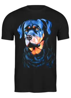 Заказать мужскую футболку в Москве. Футболка классическая собака на черном бархате от Kris Leov - готовые дизайны и нанесение принтов.