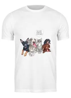 Заказать мужскую футболку в Москве. Футболка классическая Животные Коты Собаки от MariYang  - готовые дизайны и нанесение принтов.