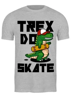 Заказать мужскую футболку в Москве. Футболка классическая Динозавр на Скейте от coolmag - готовые дизайны и нанесение принтов.