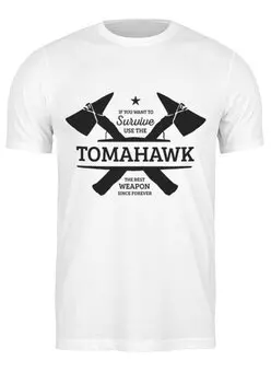 Заказать мужскую футболку в Москве. Футболка классическая Томагавк от Y L - готовые дизайны и нанесение принтов.