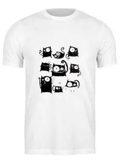 Заказать мужскую футболку в Москве. Футболка классическая Кошки 5 от Виктор Гришин - готовые дизайны и нанесение принтов.
