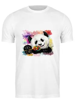 Заказать мужскую футболку в Москве. Футболка классическая Панда с леденцом от artberry - готовые дизайны и нанесение принтов.