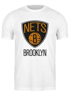 Заказать мужскую футболку в Москве. Футболка классическая Brooklyn Nets от Сергей Дульнев - готовые дизайны и нанесение принтов.