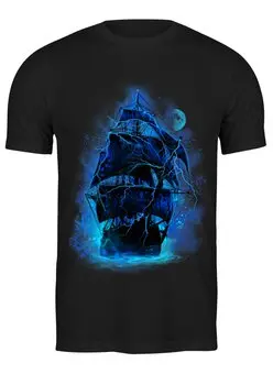 Заказать мужскую футболку в Москве. Футболка классическая Пиратский корабль от printik - готовые дизайны и нанесение принтов.