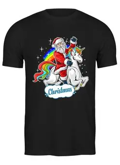 Заказать мужскую футболку в Москве. Футболка классическая Санта  от T-shirt print  - готовые дизайны и нанесение принтов.