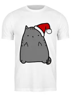 Заказать мужскую футболку в Москве. Футболка классическая New Year Cat от skynatural - готовые дизайны и нанесение принтов.