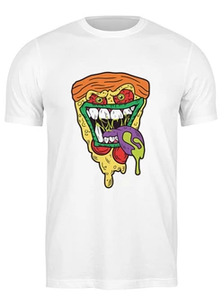 Заказать мужскую футболку в Москве. Футболка классическая Крейзи пицца от Franka  - готовые дизайны и нанесение принтов.