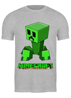Заказать мужскую футболку в Москве. Футболка классическая Minecraft (Майнкрафт) Creeper (Крипер) от Just kidding - готовые дизайны и нанесение принтов.