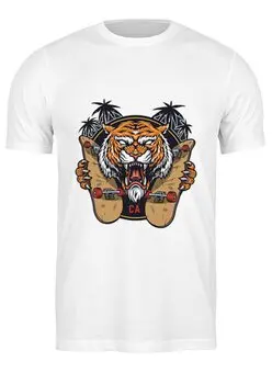 Заказать мужскую футболку в Москве. Футболка классическая Тигр крутой от Franka  - готовые дизайны и нанесение принтов.
