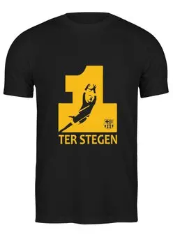 Заказать мужскую футболку в Москве. Футболка классическая FC Barcelona | Ter Stegen - Number 1 (2021) от 0x000000123 - готовые дизайны и нанесение принтов.