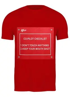 Заказать мужскую футболку в Москве. Футболка классическая CO-PILOT от FlyForFun  - готовые дизайны и нанесение принтов.