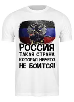 Заказать мужскую футболку в Москве. Футболка классическая Россия ничего не боится! от Savara - готовые дизайны и нанесение принтов.