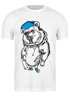 Заказать мужскую футболку в Москве. Футболка классическая Спортивный медведь от T-shirt print  - готовые дизайны и нанесение принтов.