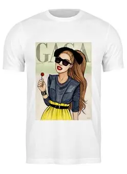 Заказать мужскую футболку в Москве. Футболка классическая Гага с чупа чупсом от Татьяна - готовые дизайны и нанесение принтов.