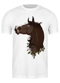Заказать мужскую футболку в Москве. Футболка классическая Лошадь от aleks_say - готовые дизайны и нанесение принтов.