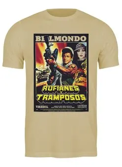 Заказать мужскую футболку в Москве. Футболка классическая Belmondo / Rufianes v Tramposos от KinoArt - готовые дизайны и нанесение принтов.