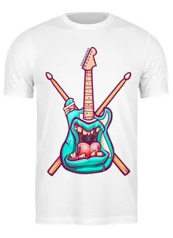 Заказать мужскую футболку в Москве. Футболка классическая Зомби гитара от vphone - готовые дизайны и нанесение принтов.