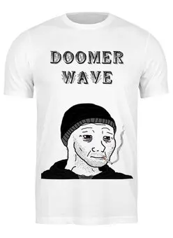 Заказать мужскую футболку в Москве. Футболка классическая Doomer Wave от Memepedia - готовые дизайны и нанесение принтов.