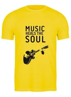Заказать мужскую футболку в Москве. Футболка классическая Music heals the soul от Aleksey Sinyakov - готовые дизайны и нанесение принтов.