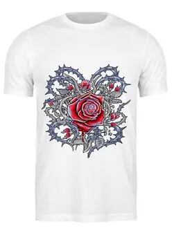 Заказать мужскую футболку в Москве. Футболка классическая Роза тату от graffiti.brutality  - готовые дизайны и нанесение принтов.
