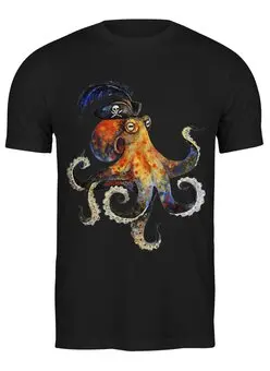 Заказать мужскую футболку в Москве. Футболка классическая Пиратский осьминог от Anna Rosenrot - готовые дизайны и нанесение принтов.