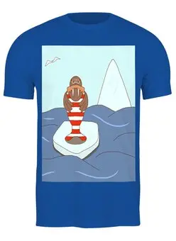 Заказать мужскую футболку в Москве. Футболка классическая Морж - стиляга от antoninayakhina  - готовые дизайны и нанесение принтов.
