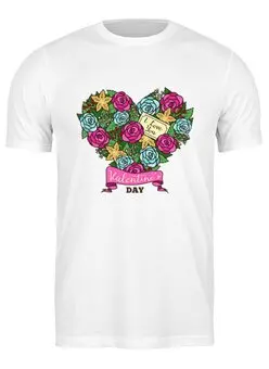 Заказать мужскую футболку в Москве. Футболка классическая Сердечко из роз от nadegda - готовые дизайны и нанесение принтов.