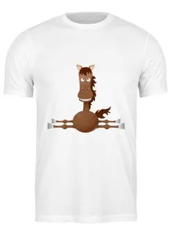 Заказать мужскую футболку в Москве. Футболка классическая Забавная лошадь от Zamula - готовые дизайны и нанесение принтов.