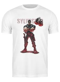 Заказать мужскую футболку в Москве. Футболка классическая Sylvester Stallone E2 от KinoArt - готовые дизайны и нанесение принтов.
