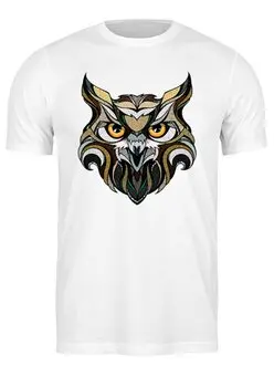 Заказать мужскую футболку в Москве. Футболка классическая Сова (Owl) от oldman - готовые дизайны и нанесение принтов.