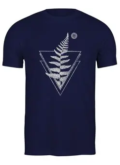 Заказать мужскую футболку в Москве. Футболка классическая Fern and Moon Triangle Tattoo от oneredfoxstore@gmail.com - готовые дизайны и нанесение принтов.