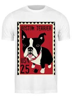 Заказать мужскую футболку в Москве. Футболка классическая Boston Terrier от Pinky-Winky - готовые дизайны и нанесение принтов.