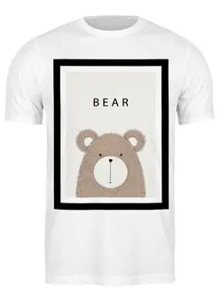 Заказать мужскую футболку в Москве. Футболка классическая Медведь в рамке от vphone - готовые дизайны и нанесение принтов.
