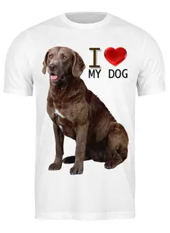 Заказать мужскую футболку в Москве. Футболка классическая I love my dog от Александр А. - готовые дизайны и нанесение принтов.