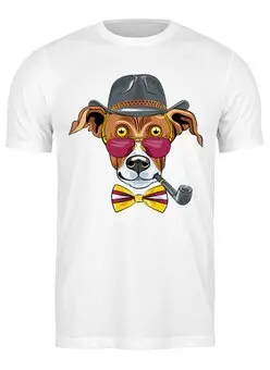 Заказать мужскую футболку в Москве. Футболка классическая Собака в образе от balden - готовые дизайны и нанесение принтов.