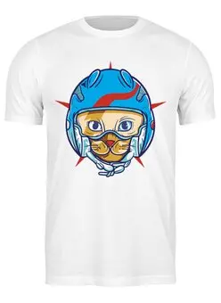 Заказать мужскую футболку в Москве. Футболка классическая Кот пилот от fanart - готовые дизайны и нанесение принтов.