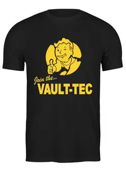 Заказать мужскую футболку в Москве. Футболка классическая Fallout  Vault-Tec от cherdantcev - готовые дизайны и нанесение принтов.